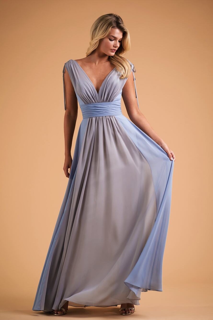 2714 NWT B2 Jasmine Two-Tone V-Neckline Bridesmaid Dress with V-Back Size N14